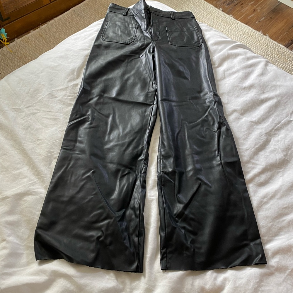 Zara Black Faux Leather Trousers